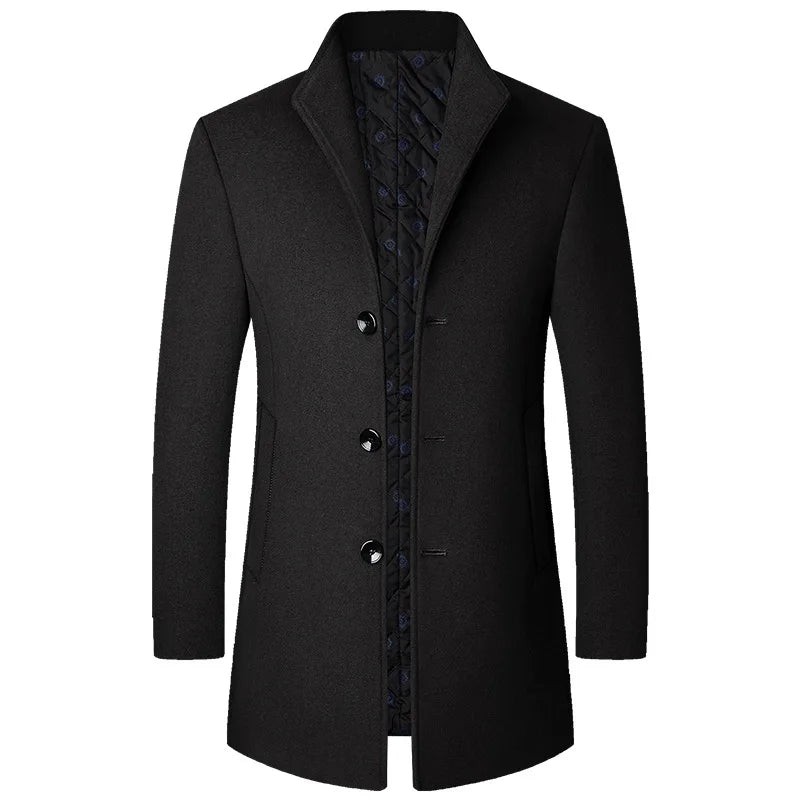 Black coat with buttons on a white background