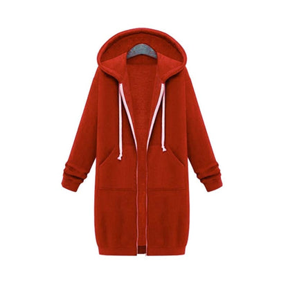 Red hoodie with a zipper on a white background