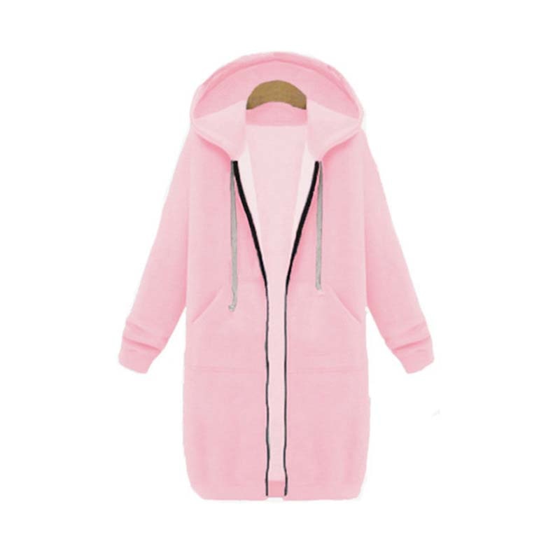 Pink hoodie with a zipper on a white background