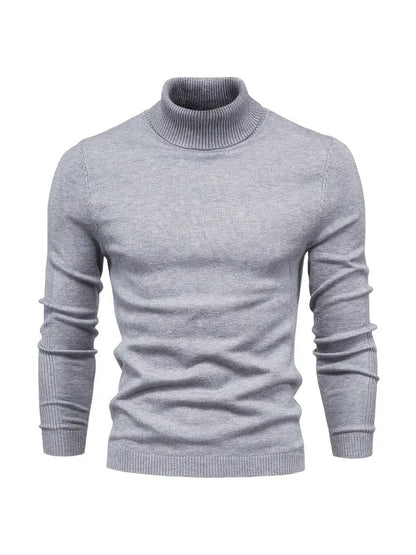 Gray turtleneck sweater on a white background