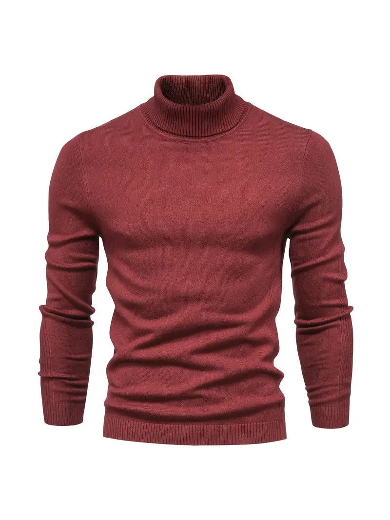 Red turtleneck sweater on a white background