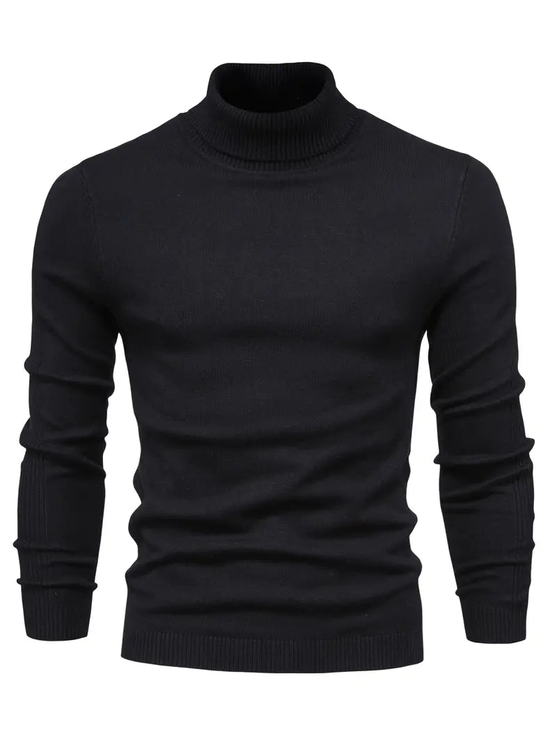 Black turtleneck sweater on a white background