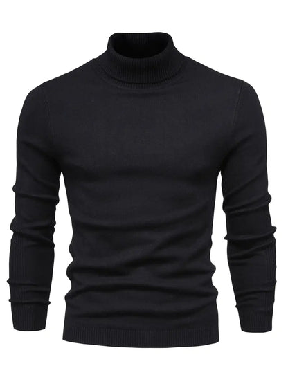 Black turtleneck sweater on a white background