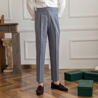 Milo Men's High-Waisted Trousers | Tailored Fit, Wool Blend