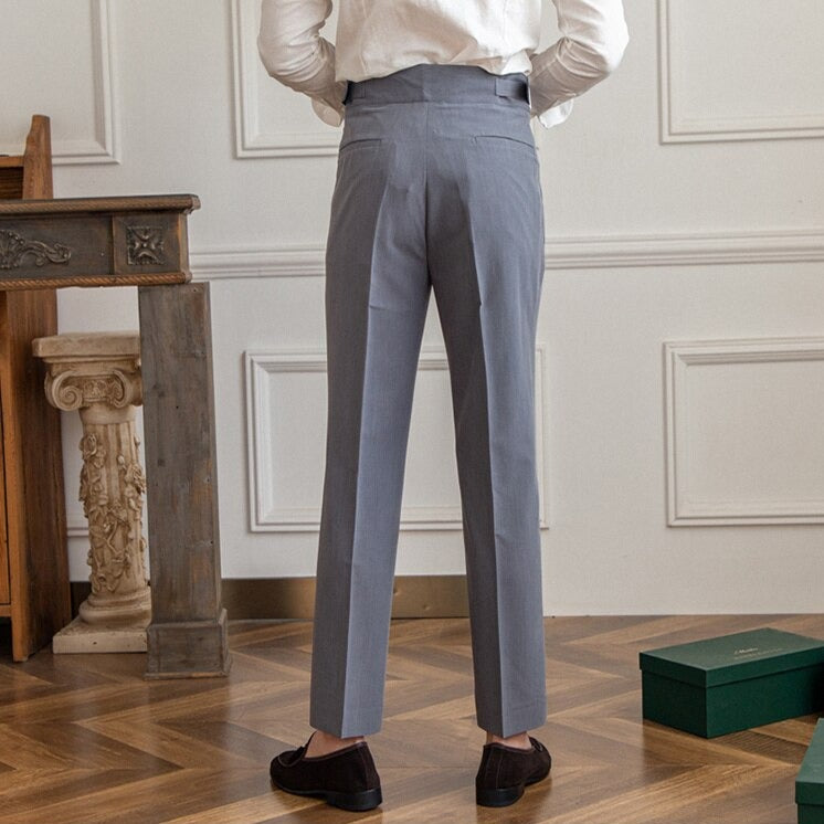 Milo Men's High-Waisted Trousers | Tailored Fit, Wool Blend