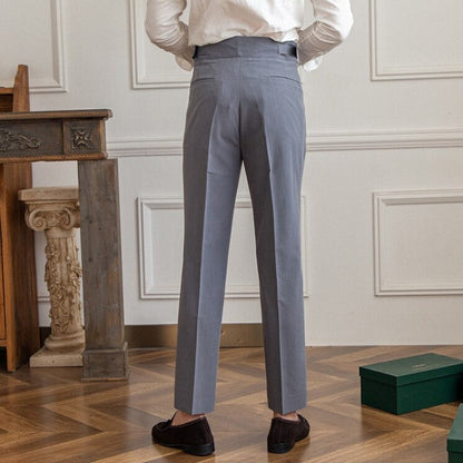 Milo Men's High-Waisted Trousers | Tailored Fit, Wool Blend