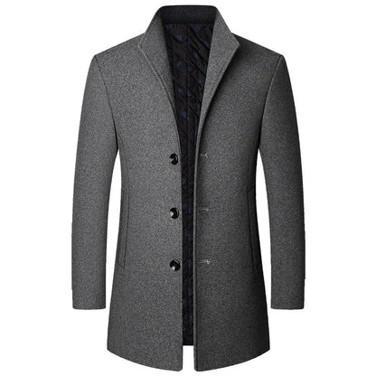 Gray men's coat with buttons on a white background