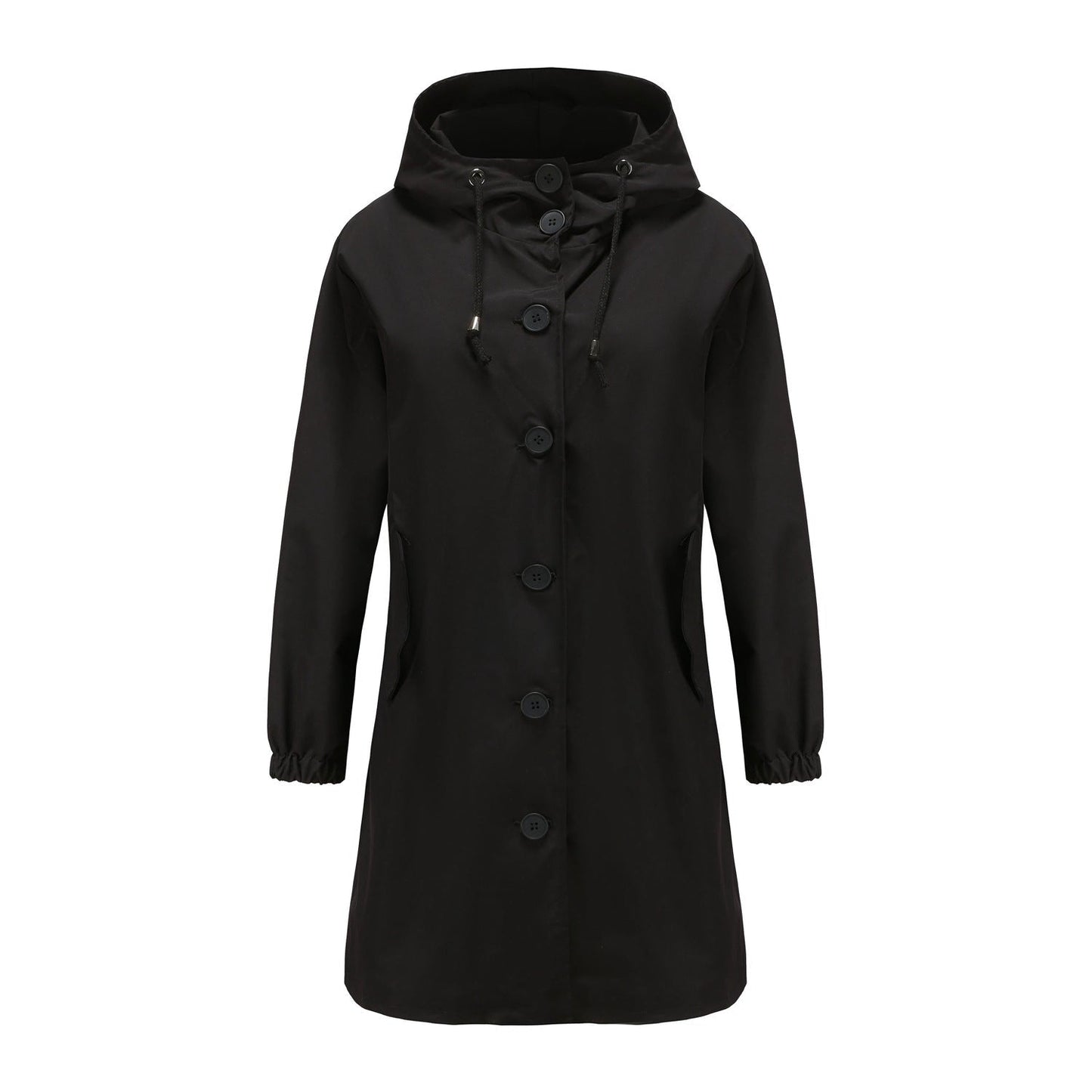Black coat with buttons on a white background