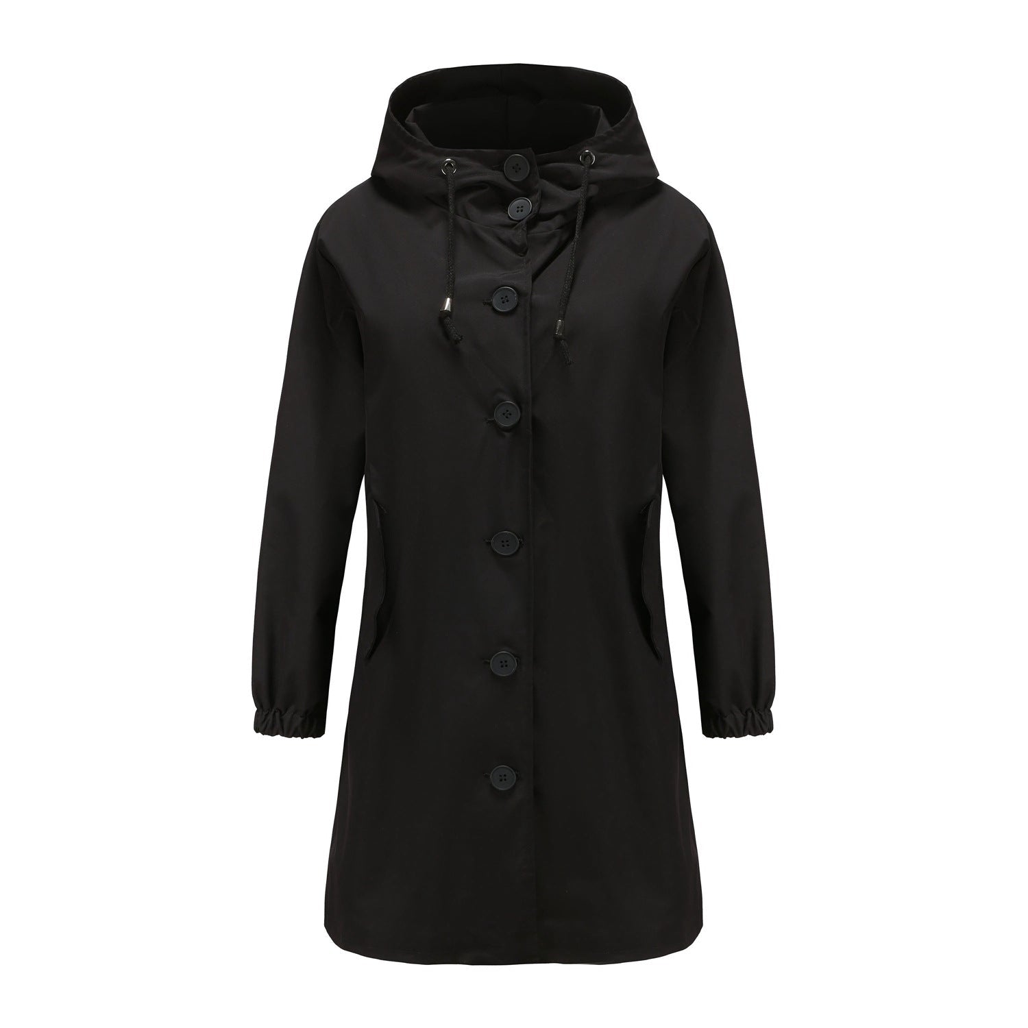 Black coat with buttons on a white background