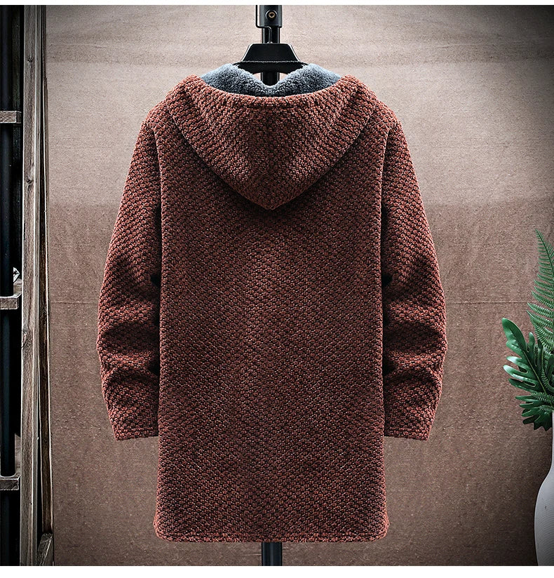 Brown sherpa fleece jacket on a mannequin against a neutral background